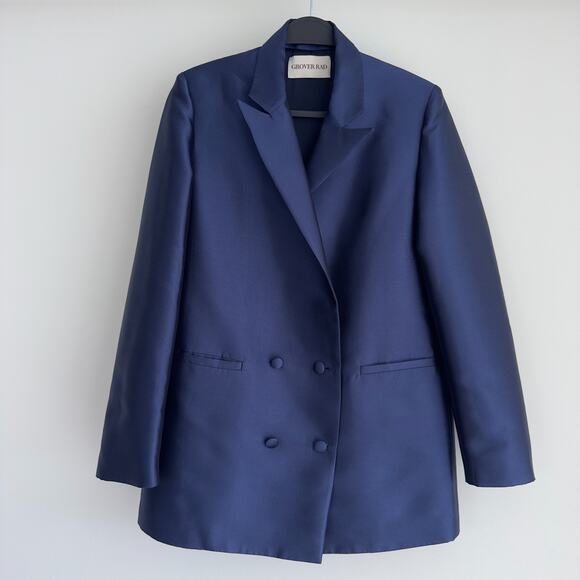 Grover Rad Jacket Womens XS Blue Collection 001 Wool Silk Art Oversized Blazer - Picture 2 of 14